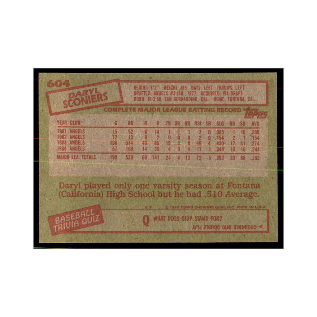 1985 Topps Daryl Sconiers Angels #604