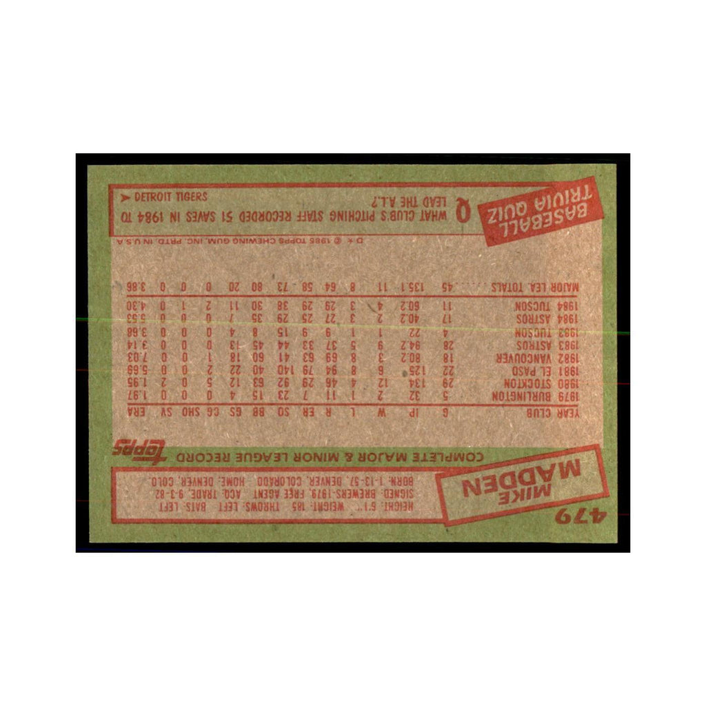 1985 Topps Mike Madden Astros #479