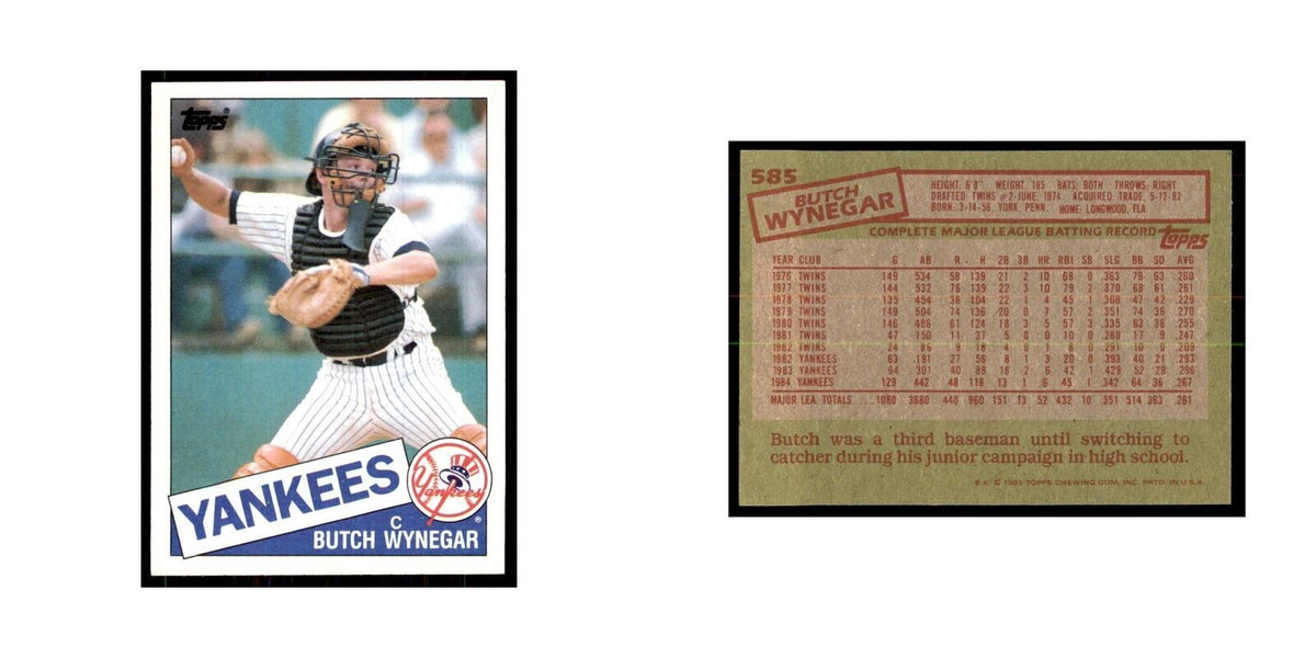 1985 Topps Butch Wynegar Yankees #585