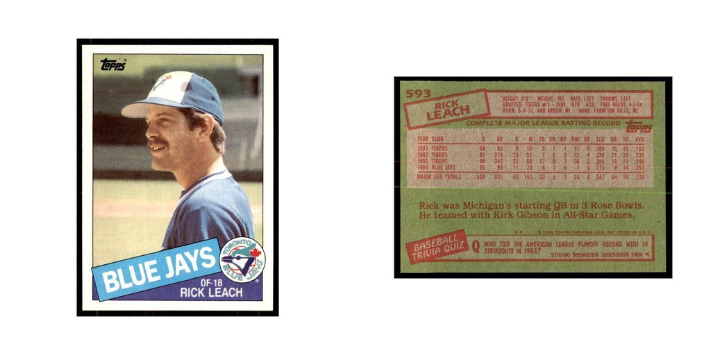 1985 Topps Rick Leach Blue Jays #593