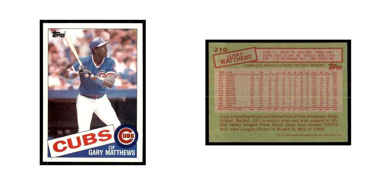 1985 Topps Gary Matthews Cubs #210