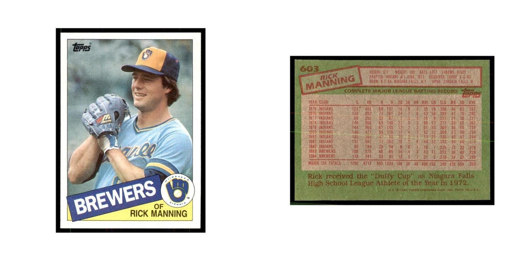 1985 Topps Rick Manning Brewers #603