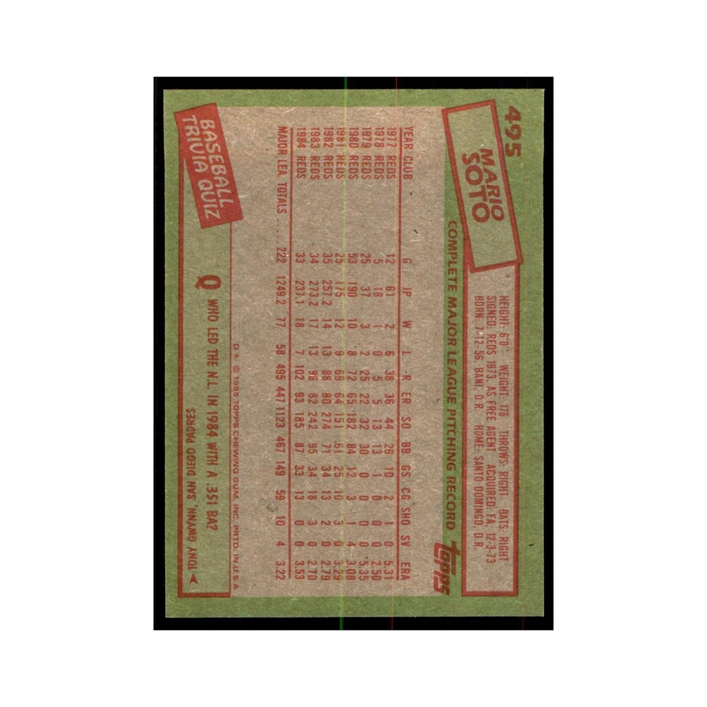 1985 Topps Mario Soto Reds #495