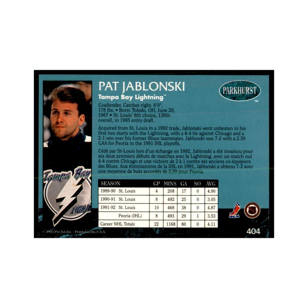 1992 Parkhurst French Pat Jablonski Hockey Cards #404