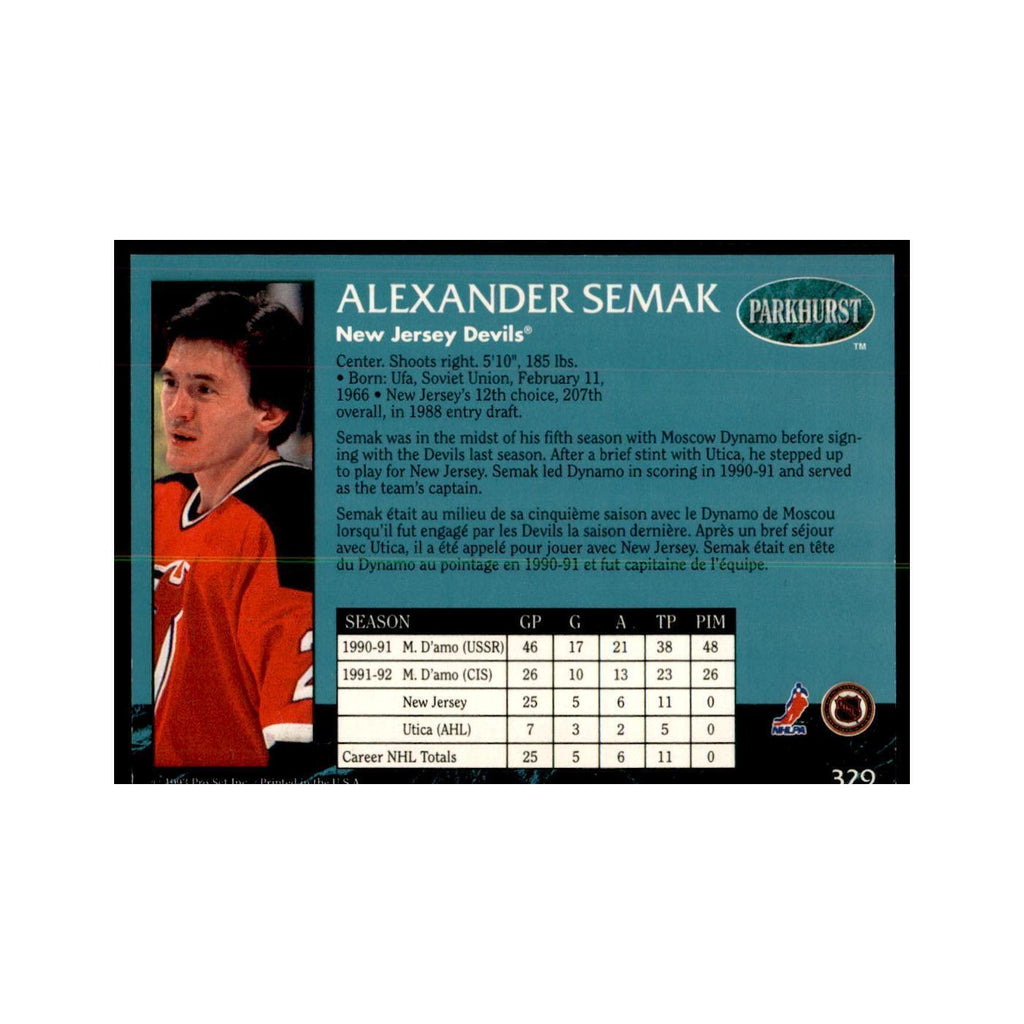 1992 Parkhurst French Alexander Semak Hockey Cards #329