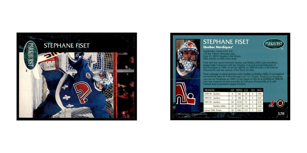 1992 Parkhurst French Stephane Fiset Hockey Cards #378