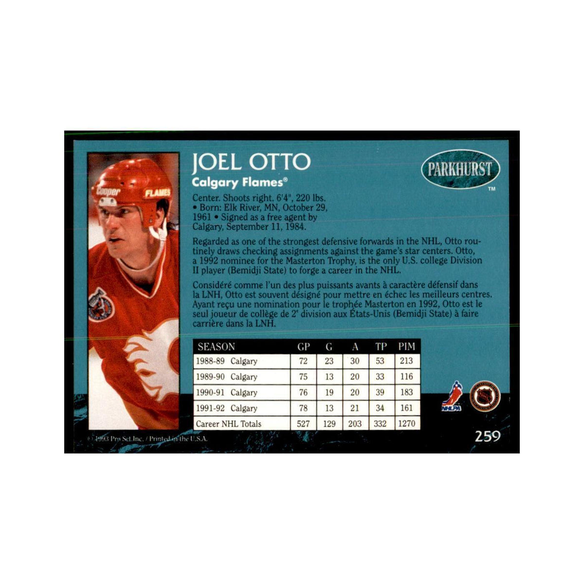 1992 Parkhurst French Joel Otto Hockey Cards #259