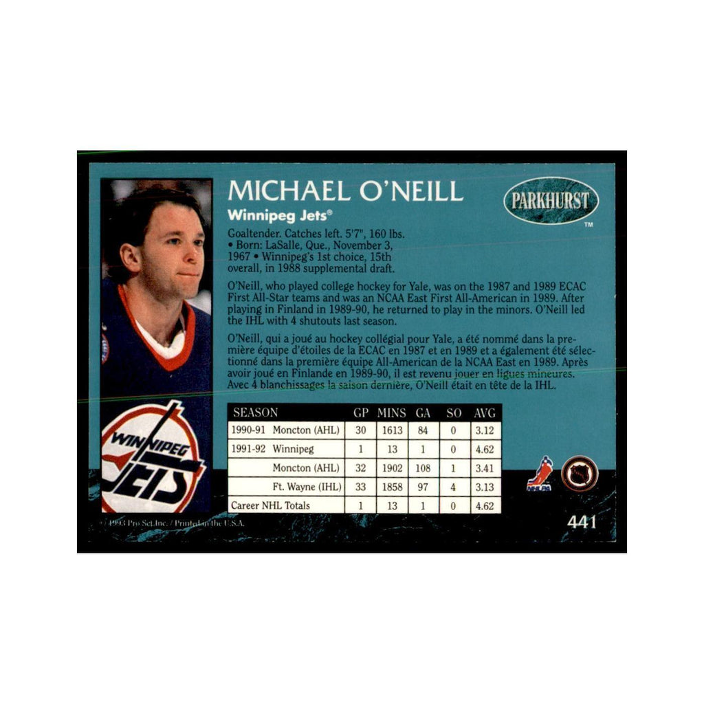 1992 Parkhurst French Michael O'Neill Hockey Cards #441
