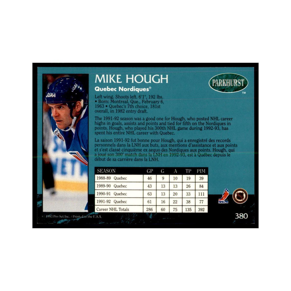 1992 Parkhurst French Mike Hough Hockey Cards #380