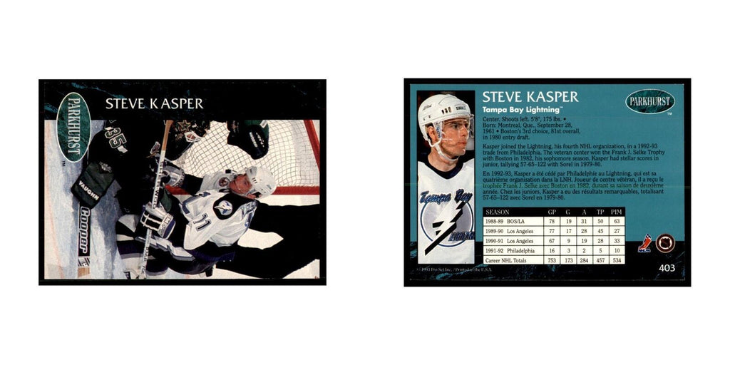 1992 Parkhurst French Steve Kasper Hockey Cards #403