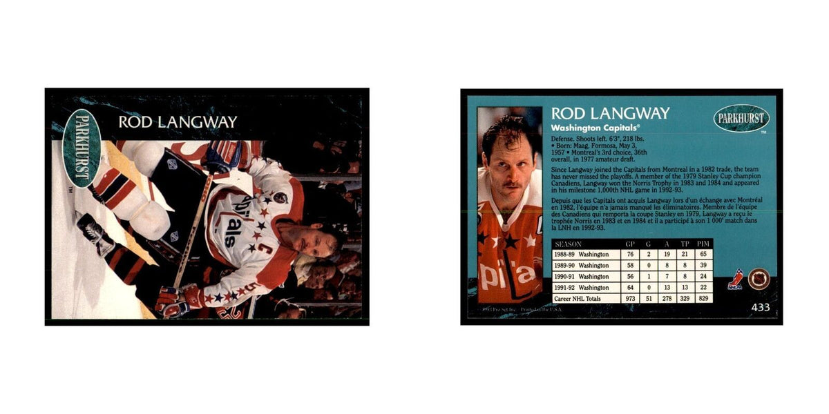 1992 Parkhurst French Rod Langway Hockey Cards #433