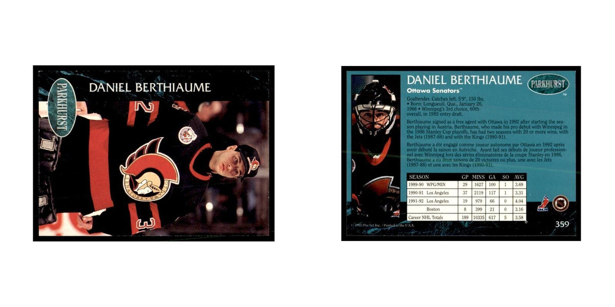 1992 Parkhurst French Daniel Berthiaume Hockey Cards #359