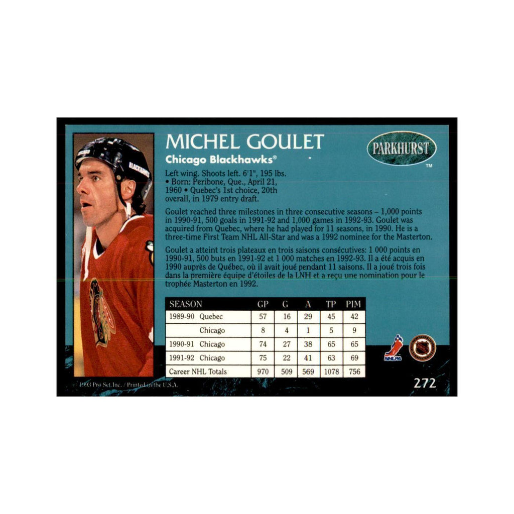 1992 Parkhurst French Michel Goulet Hockey Cards #272