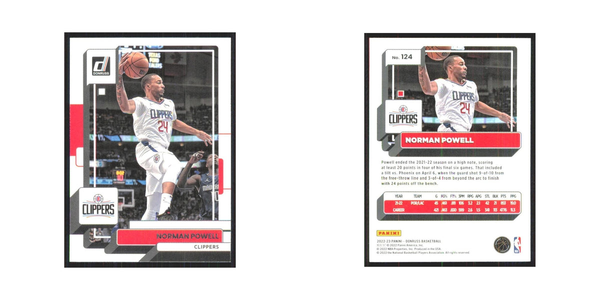 Norman Powell 2022 Panini Donruss #124 Los Angeles Clippers Basketball Card NM
