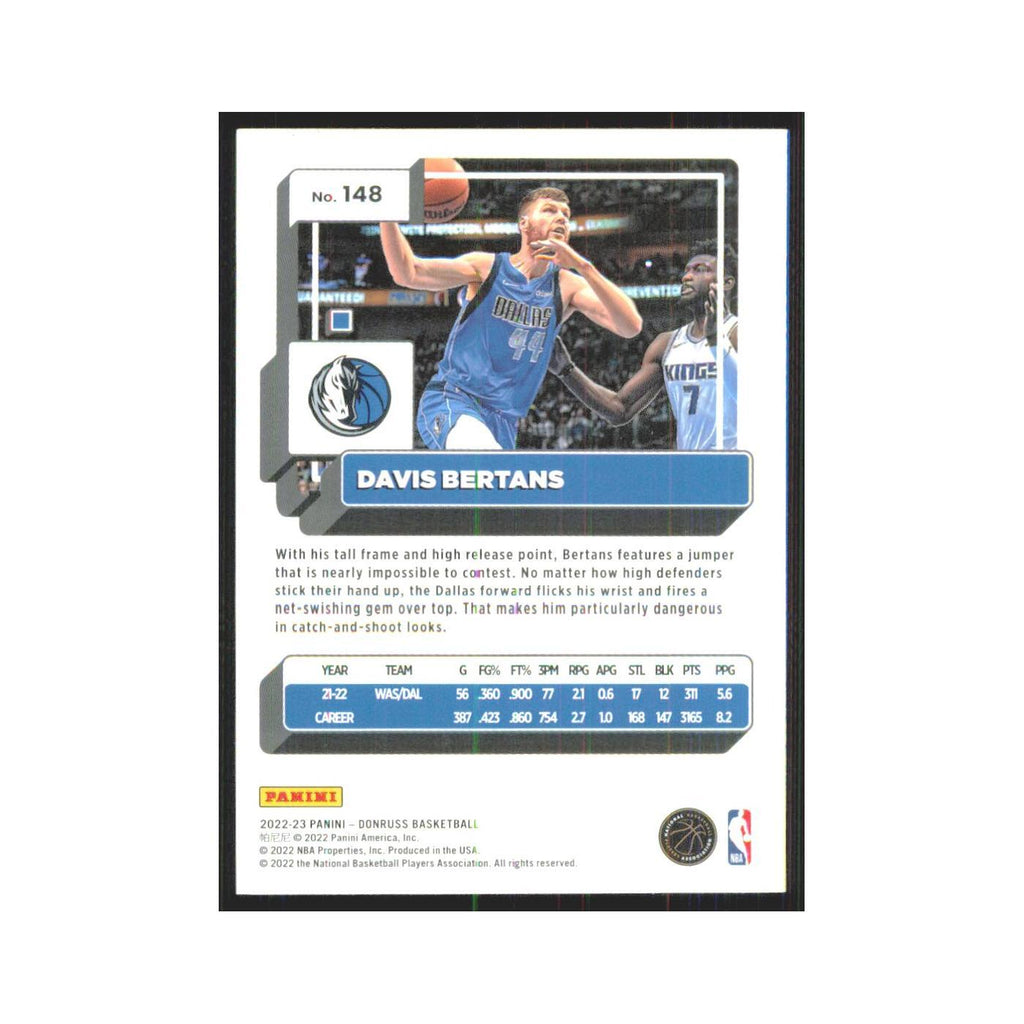 Davis Bertans 2022 Panini Donruss #148 Dallas Mavericks Basketball Card NM