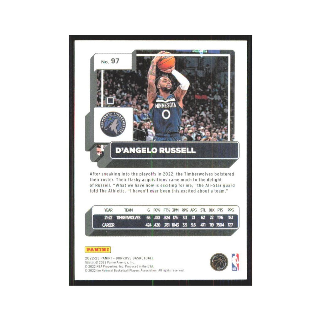 D'Angelo Russell 2022 Panini Donruss #97 Minnesota Timberwolves NM
