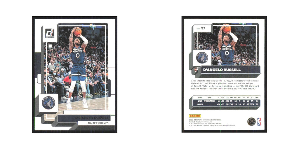 D'Angelo Russell 2022 Panini Donruss #97 Minnesota Timberwolves NM