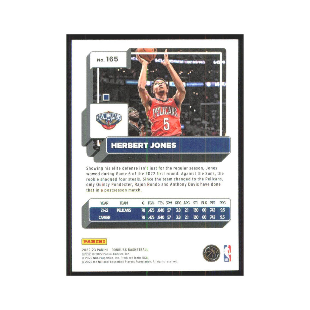 Herbert Jones 2022 Panini Donruss #165 New Orleans Pelicans Basketball Card NM