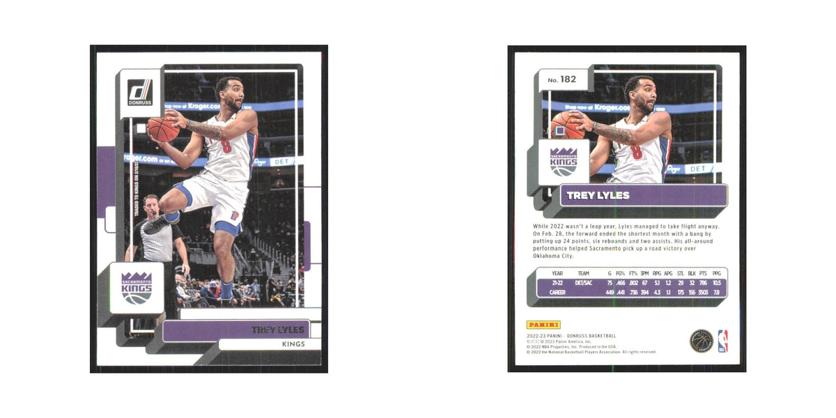 Trey Lyles 2022 Panini Donruss #182 Sacramento Kings Basketball Card NM