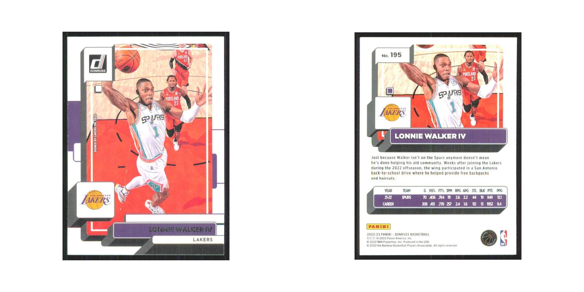 Lonnie Walker IV 2022 Panini Donruss #195 Los Angeles Lakers Basketball Card NM