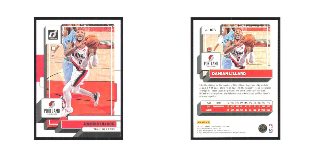 Damian Lillard 2022 Panini Donruss #106 Portland Trail Blazers NM