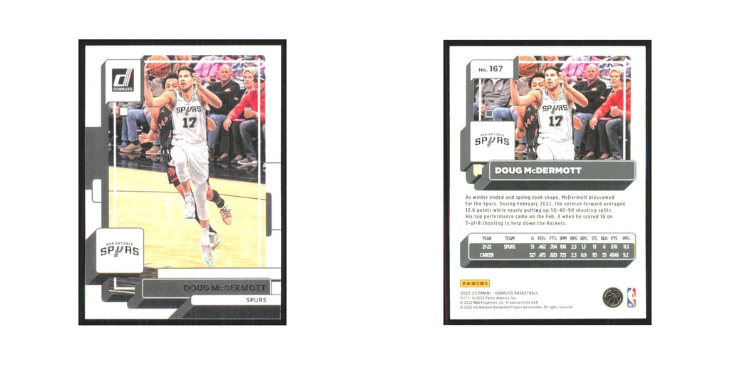 Doug McDermott 2022 Panini Donruss #167 San Antonio Spurs Basketball Card NM