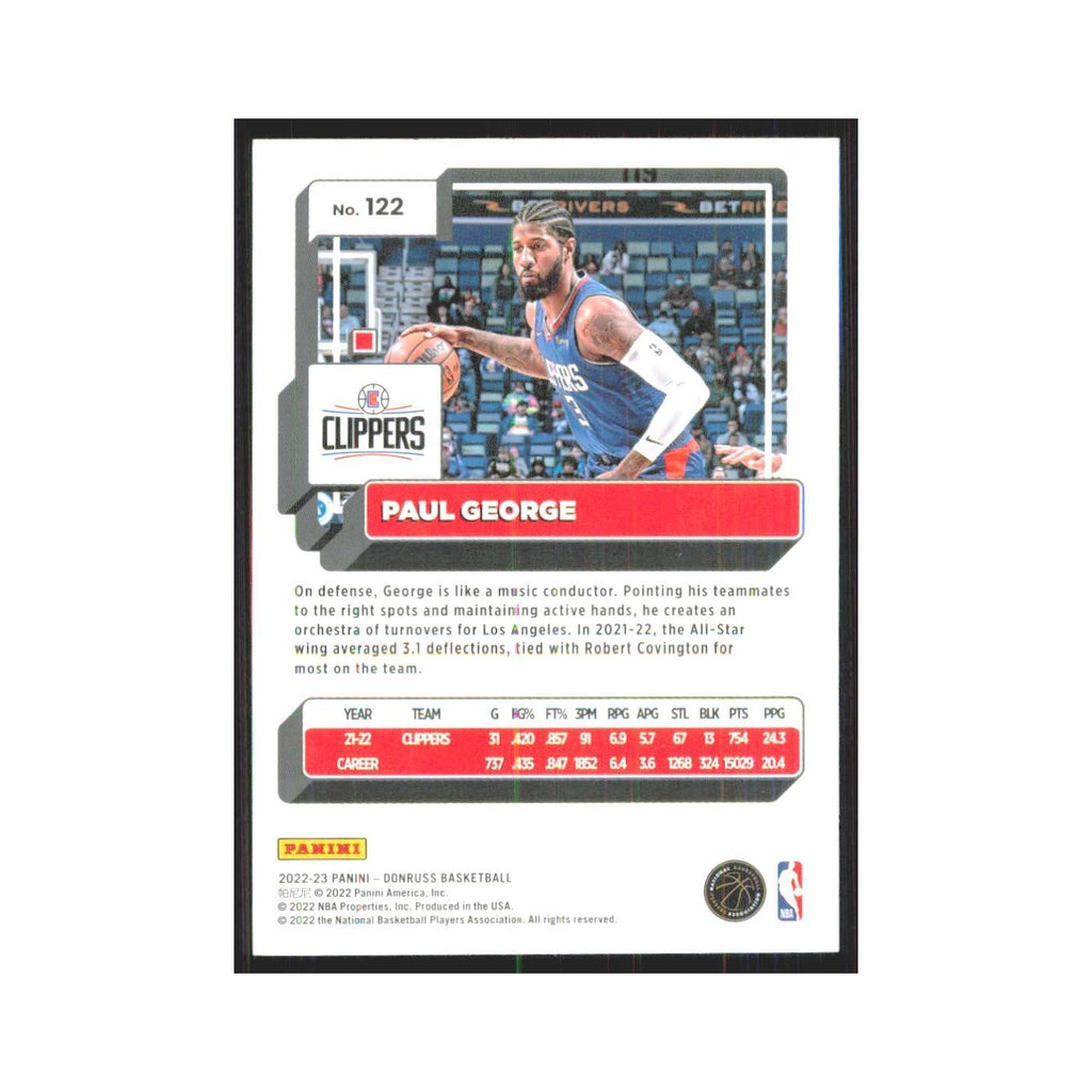 Paul George 2022 Panini Donruss #122 Los Angeles Clippers Basketball Card NM