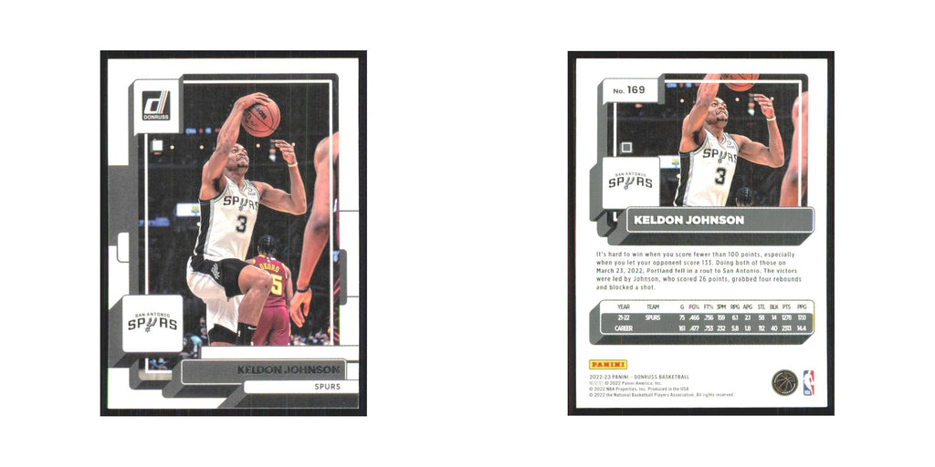 Keldon Johnson 2022 Panini Donruss #169 San Antonio Spurs Basketball Card NM