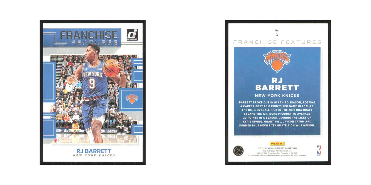 RJ Barrett 2022 Panini Donruss #3 New York Knicks Basketball Card NM