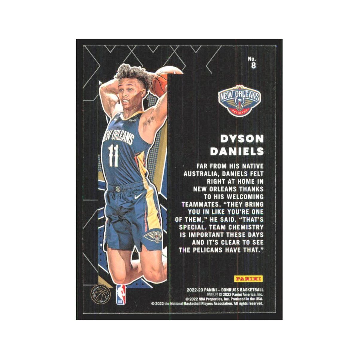 Dyson Daniels 2022 Panini Donruss #8 New Orleans Pelicans Basketball Card NM