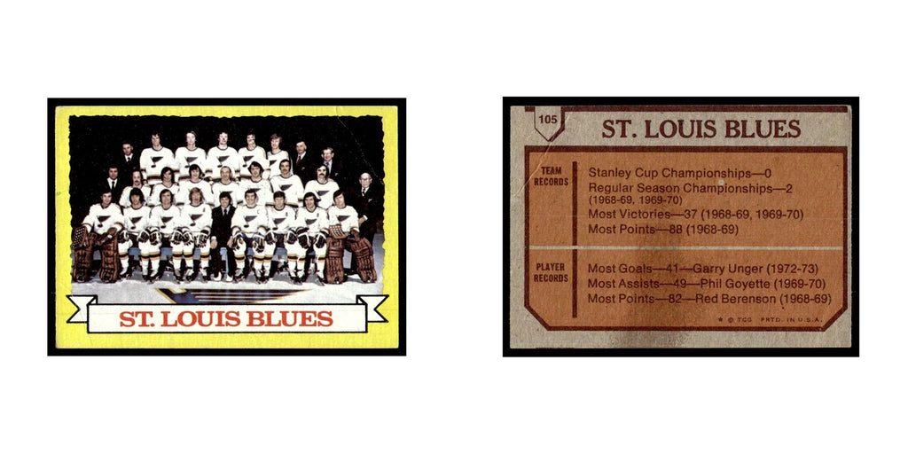 Blues Team 1973 Topps (Damaged) #105 Hockey Card Poor