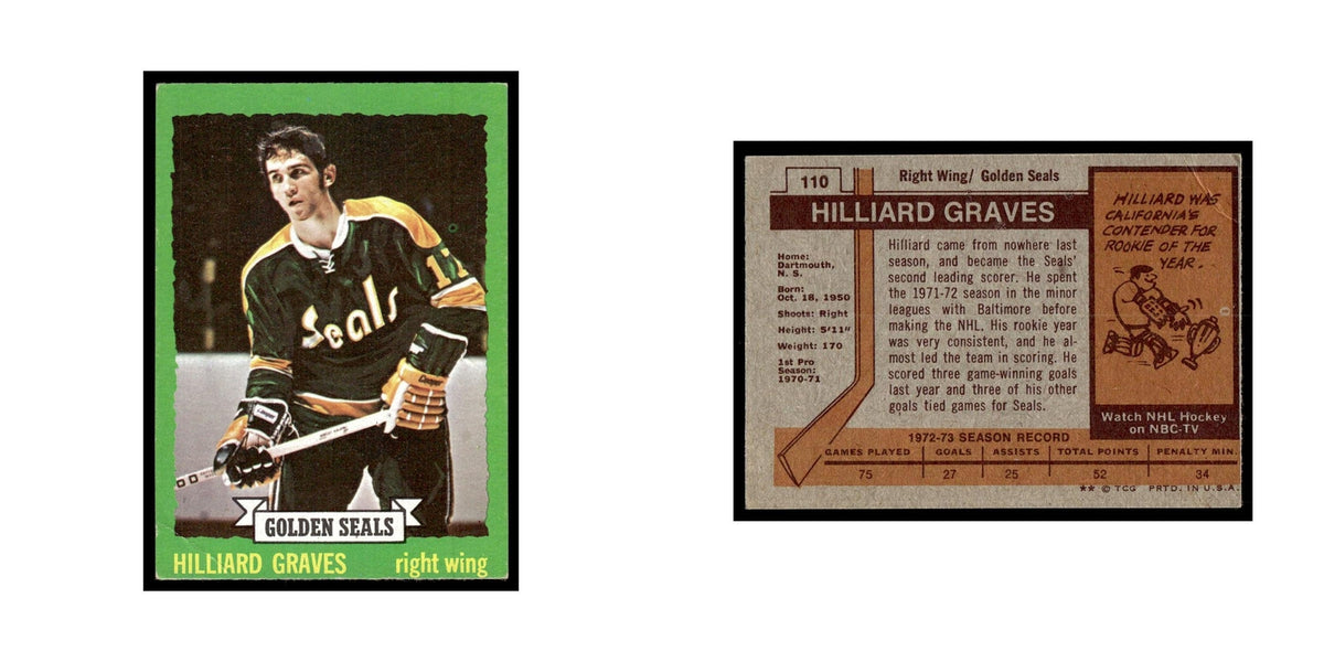 Hilliard Graves Rookie 1973 Topps (Damaged) #110 California Golden Seals Poor