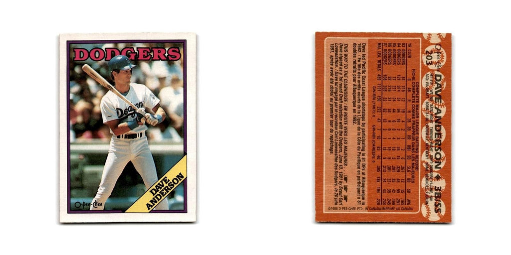 Dave Anderson 1988 O-Pee-Chee #203 Los Angeles Dodgers Baseball Card NM