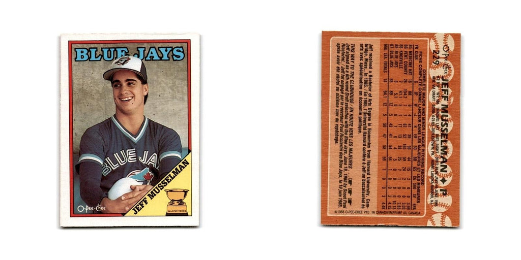 Jeff Musselman 1988 O-Pee-Chee #229 Toronto Blue Jays Baseball Card NM