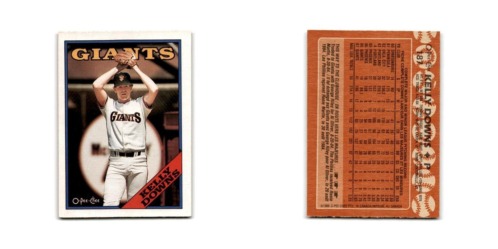 Kelly Downs 1988 O-Pee-Chee #187 San Francisco Giants Baseball Card NM