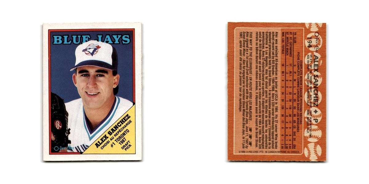 Alex Sanchez 1988 O-Pee-Chee #194 Toronto Blue Jays Baseball Card NM