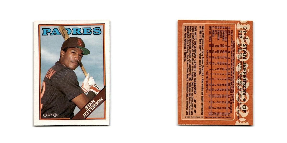 Stan Jefferson 1988 O-Pee-Chee #223 San Diego Padres Baseball Card NM