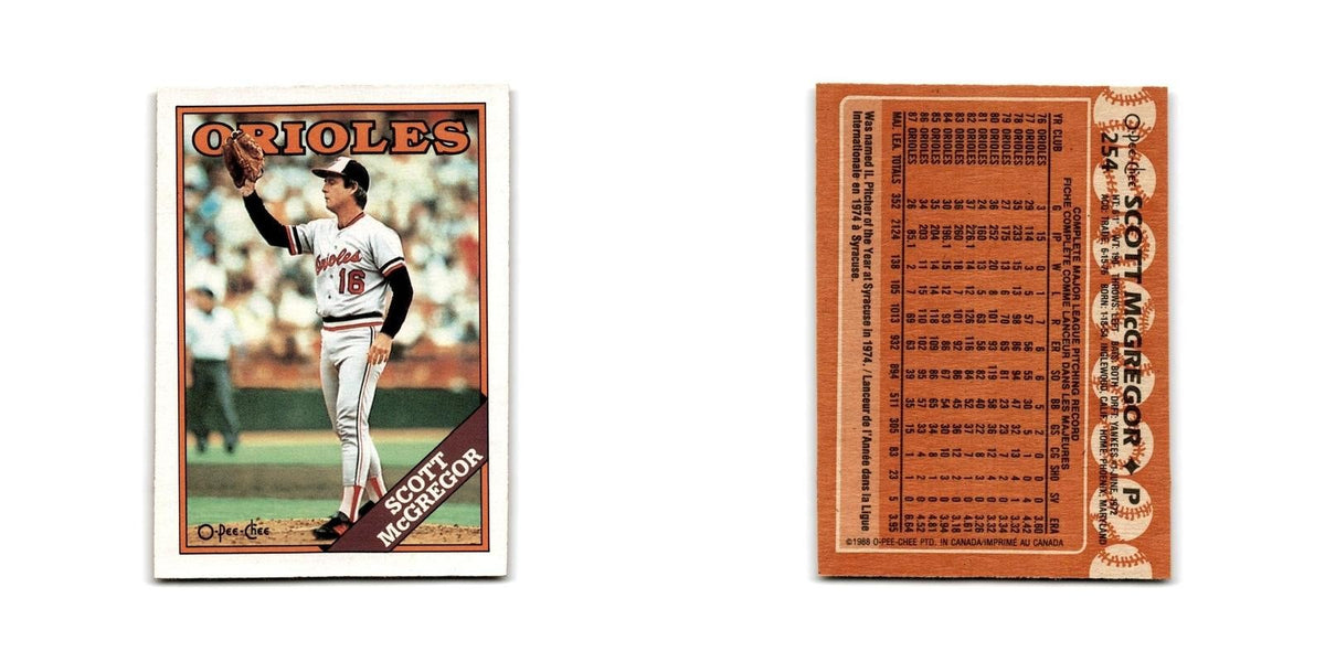 Scott McGregor 1988 O-Pee-Chee #254 Baltimore Orioles Baseball Card NM