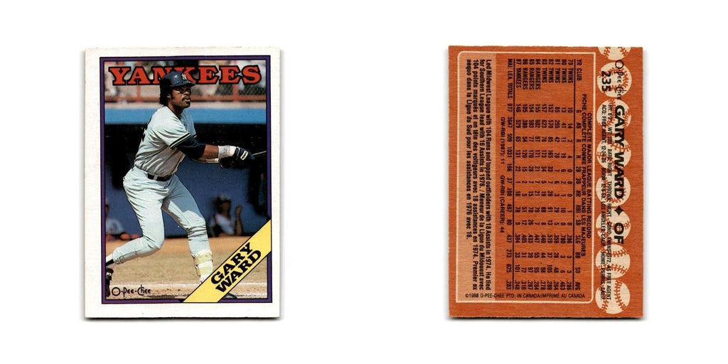 Gary Ward 1988 O-Pee-Chee #235 New York Yankees Baseball Card NM