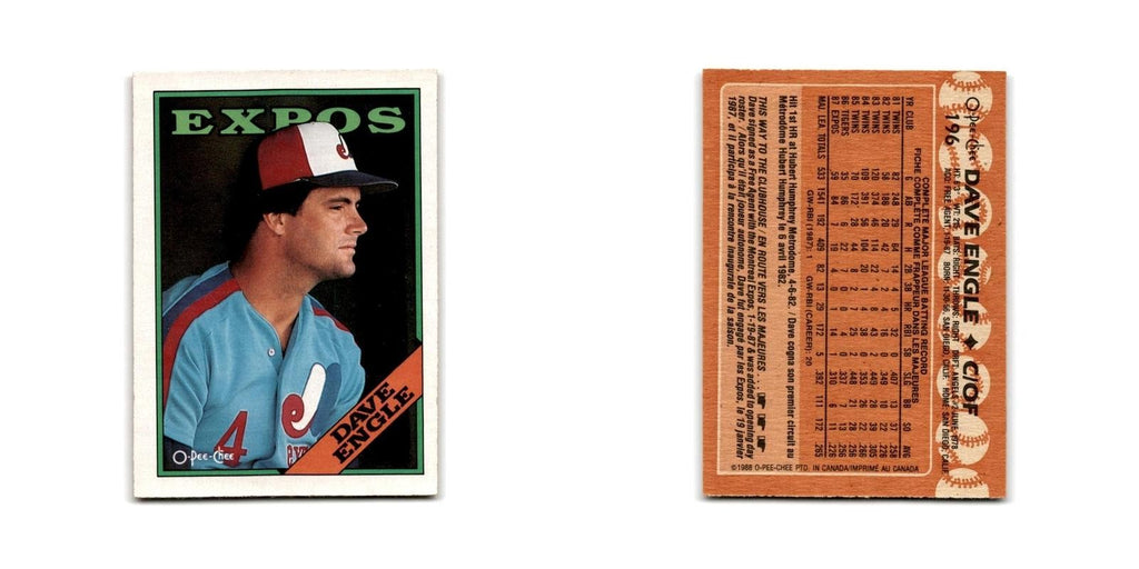 Dave Engle 1988 O-Pee-Chee #196 Montreal Expos Baseball Card NM