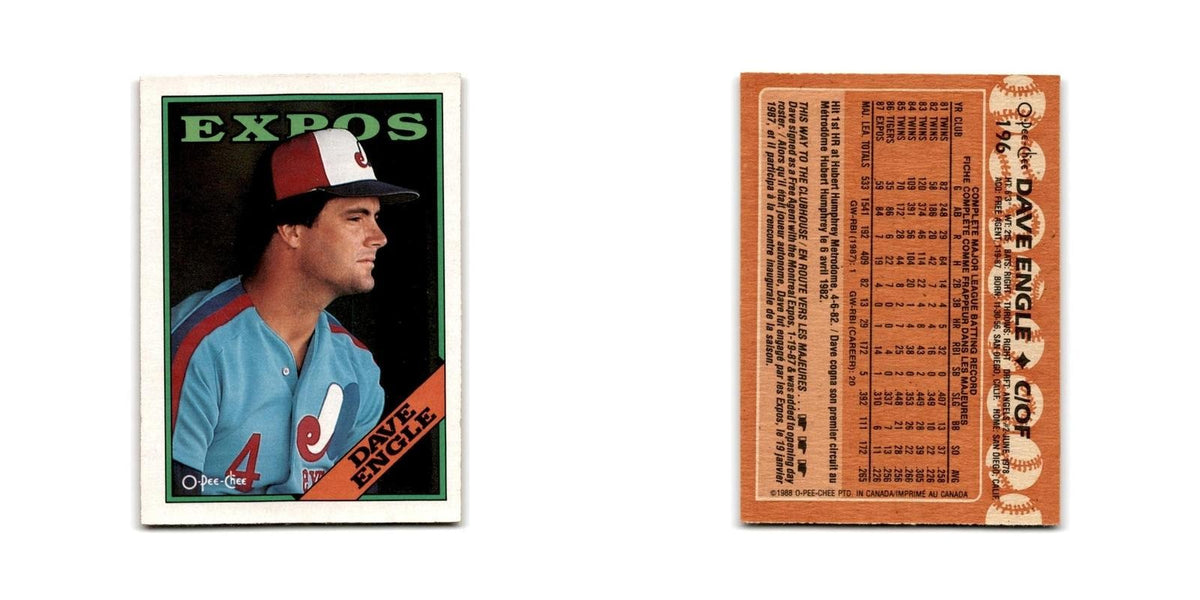 Dave Engle 1988 O-Pee-Chee #196 Montreal Expos Baseball Card NM
