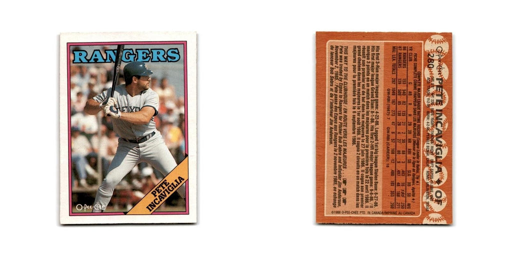 Pete Incaviglia 1988 O-Pee-Chee #280 Texas Rangers Baseball Card NM
