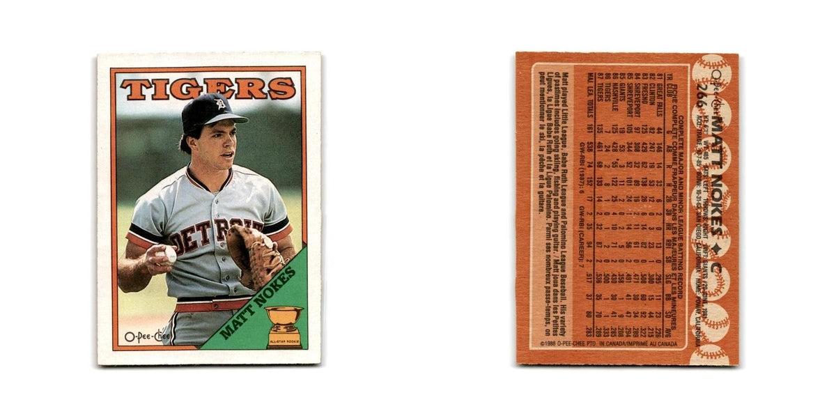 Matt Nokes 1988 O-Pee-Chee #266 Detroit Tigers Baseball Card NM