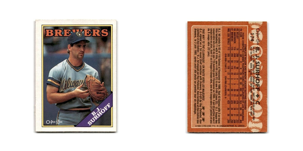 B.J. Surhoff 1988 O-Pee-Chee #174 Milwaukee Brewers Baseball Card NM
