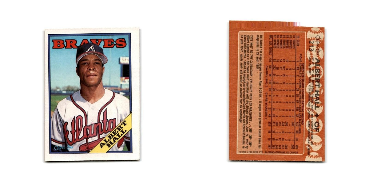 Albert Hall 1988 O-Pee-Chee #213 Atlanta Braves Baseball Card NM