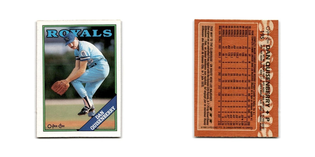 Dan Quisenberry 1988 O-Pee-Chee #195 Kansas City Royals Baseball Card NM
