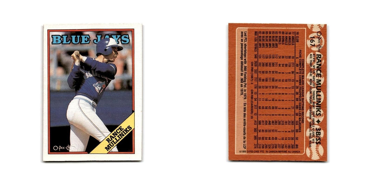 Rance Mulliniks 1988 O-Pee-Chee #167 Toronto Blue Jays Baseball Card NM