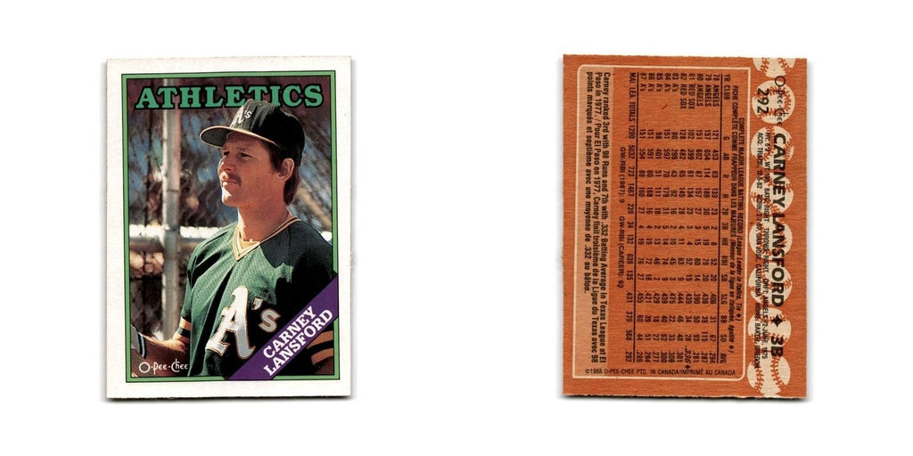Carney Lansford 1988 O-Pee-Chee #292 Oakland Athletics Baseball Card NM