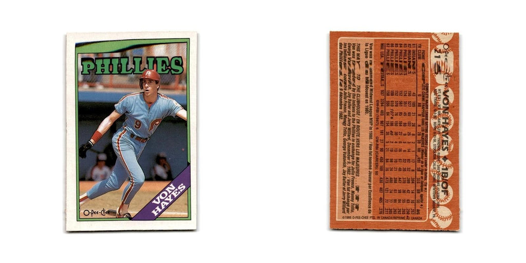 Von Hayes 1988 O-Pee-Chee #215 Philadelphia Phillies Baseball Card NM