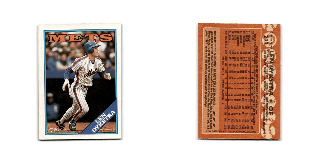 Lenny Dykstra 1988 O-Pee-Chee #299 New York Mets Baseball Card NM